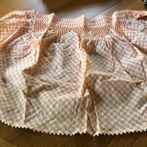 Peach & white gingham apron